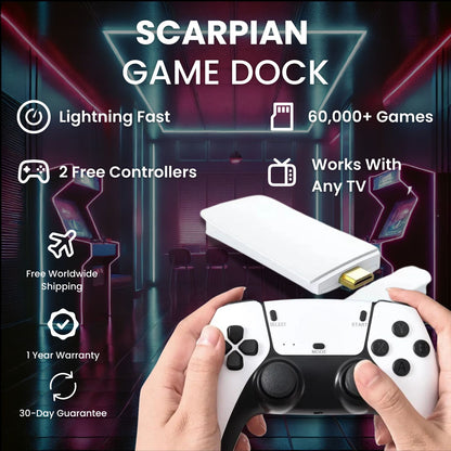 SCARPIAN™ Retro Dock V2 [60,000+ Nostalgic Games + 2 FREE Controllers]